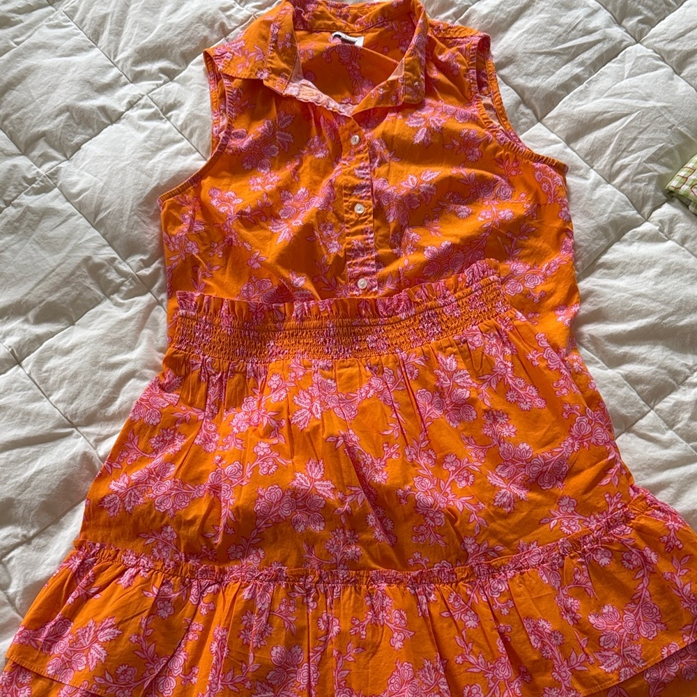 J Crew Vibrant Orange and Pink Floral Tank and Skirt Set